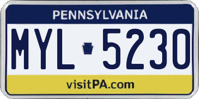 PA license plate MYL5230