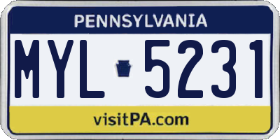 PA license plate MYL5231