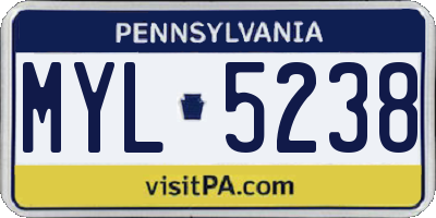 PA license plate MYL5238