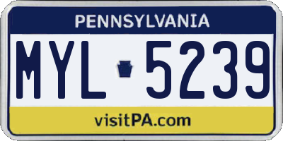 PA license plate MYL5239