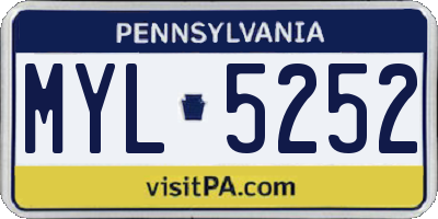 PA license plate MYL5252