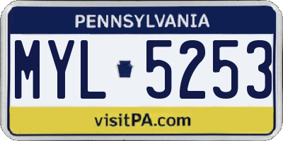 PA license plate MYL5253