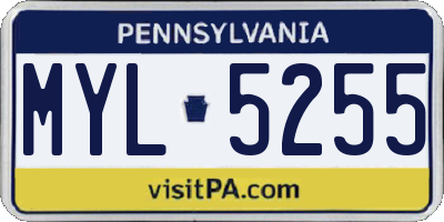 PA license plate MYL5255