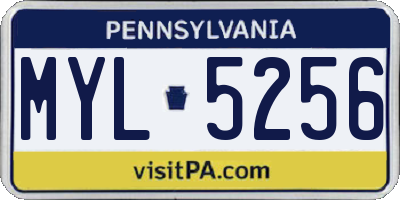 PA license plate MYL5256