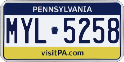 PA license plate MYL5258