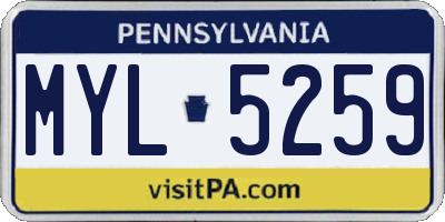 PA license plate MYL5259