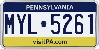 PA license plate MYL5261