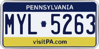 PA license plate MYL5263