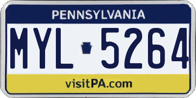 PA license plate MYL5264