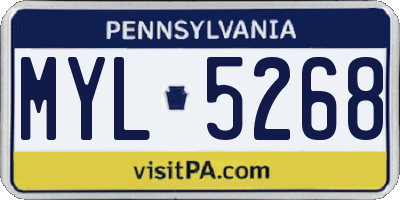 PA license plate MYL5268
