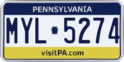 PA license plate MYL5274