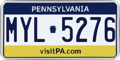 PA license plate MYL5276