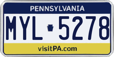 PA license plate MYL5278