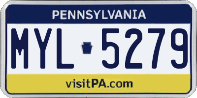 PA license plate MYL5279
