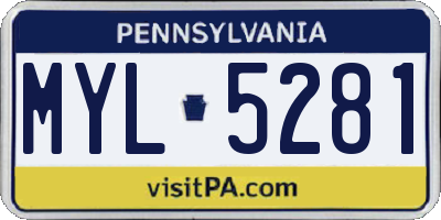 PA license plate MYL5281