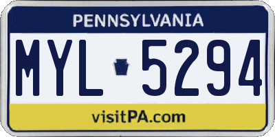 PA license plate MYL5294