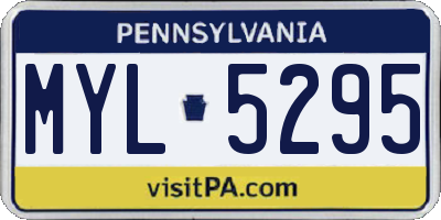 PA license plate MYL5295