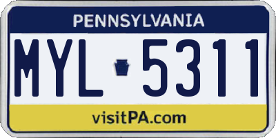 PA license plate MYL5311