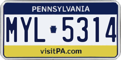 PA license plate MYL5314