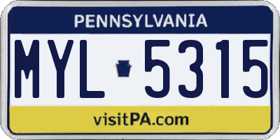 PA license plate MYL5315