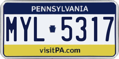 PA license plate MYL5317