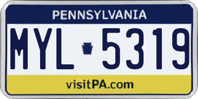 PA license plate MYL5319