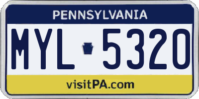 PA license plate MYL5320