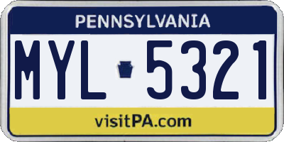 PA license plate MYL5321