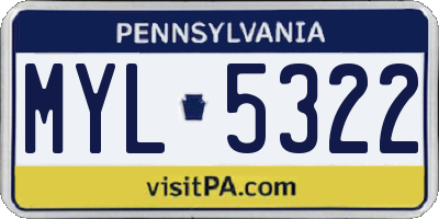 PA license plate MYL5322