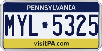PA license plate MYL5325