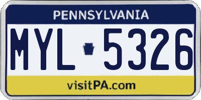 PA license plate MYL5326