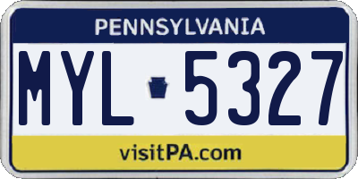 PA license plate MYL5327