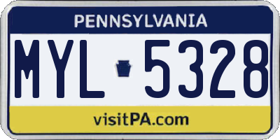 PA license plate MYL5328