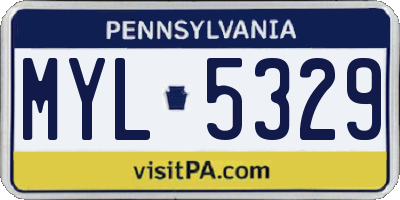 PA license plate MYL5329