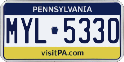 PA license plate MYL5330