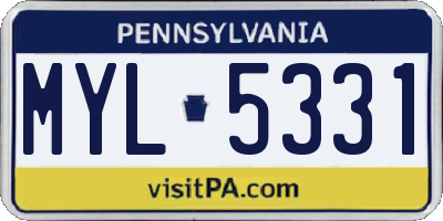 PA license plate MYL5331
