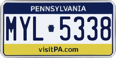 PA license plate MYL5338