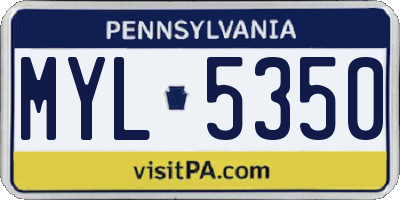 PA license plate MYL5350
