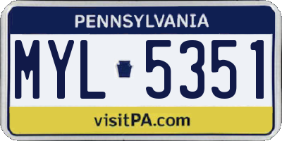 PA license plate MYL5351
