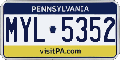 PA license plate MYL5352