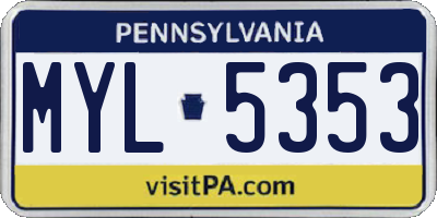 PA license plate MYL5353