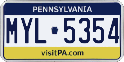 PA license plate MYL5354