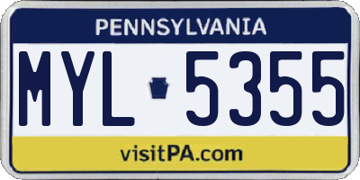 PA license plate MYL5355