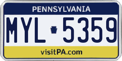 PA license plate MYL5359