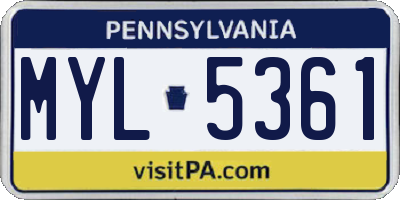 PA license plate MYL5361