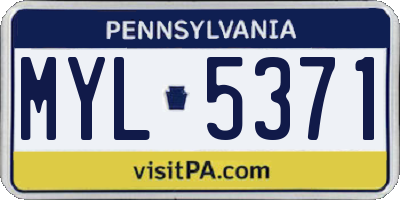 PA license plate MYL5371
