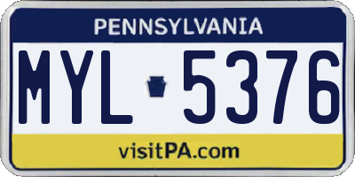 PA license plate MYL5376