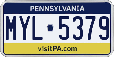 PA license plate MYL5379