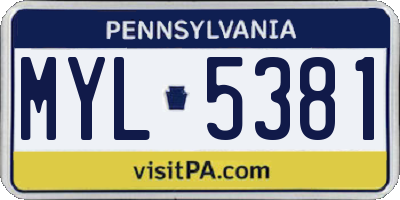 PA license plate MYL5381