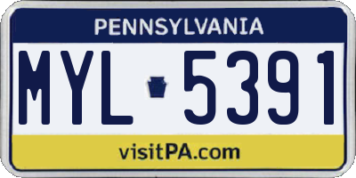 PA license plate MYL5391